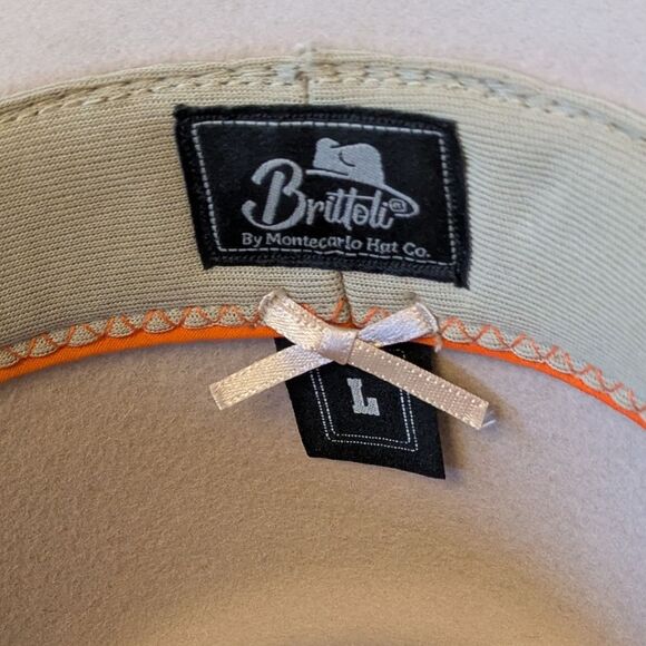 Brittoli Beige Tan Bullhide Leather Hat Montecarlo Hat Co L Large main image 6